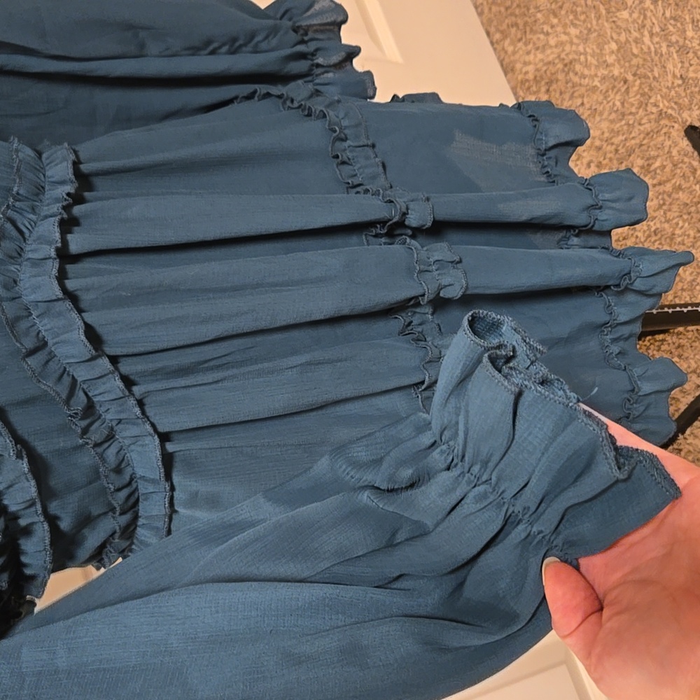 Teal Ruffle Dress - Picture 3 of 5